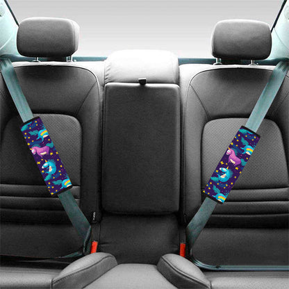 Night Star Unicorn Pattern Print Car Seat Belt Covers