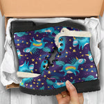 Night Star Unicorn Pattern Print Comfy Boots GearFrost