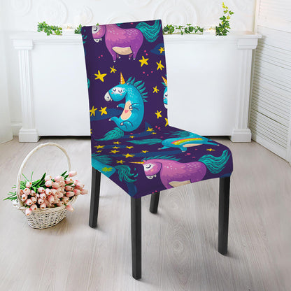 Night Star Unicorn Pattern Print Dining Chair Slipcover