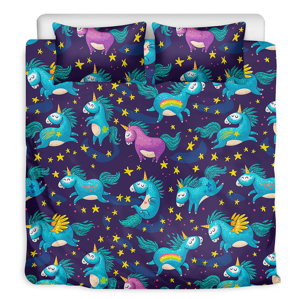 Night Star Unicorn Pattern Print Duvet Cover Bedding Set