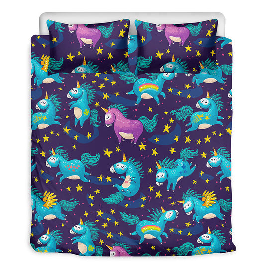 Night Star Unicorn Pattern Print Duvet Cover Bedding Set