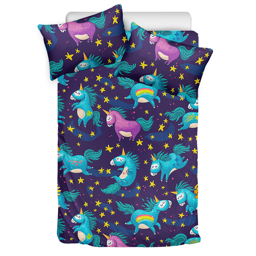 Night Star Unicorn Pattern Print Duvet Cover Bedding Set