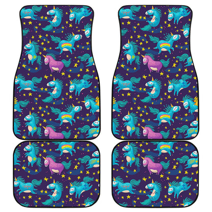 Night Star Unicorn Pattern Print Front and Back Car Floor Mats