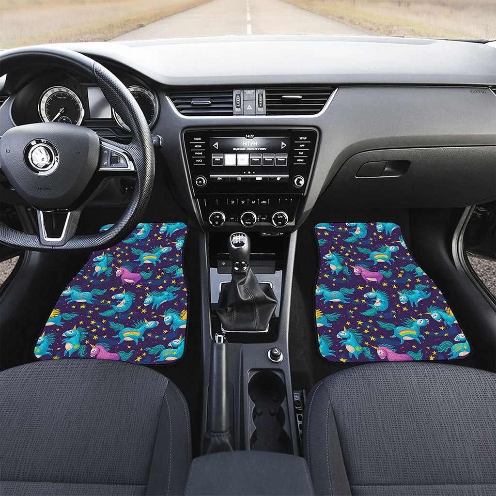 Night Star Unicorn Pattern Print Front and Back Car Floor Mats