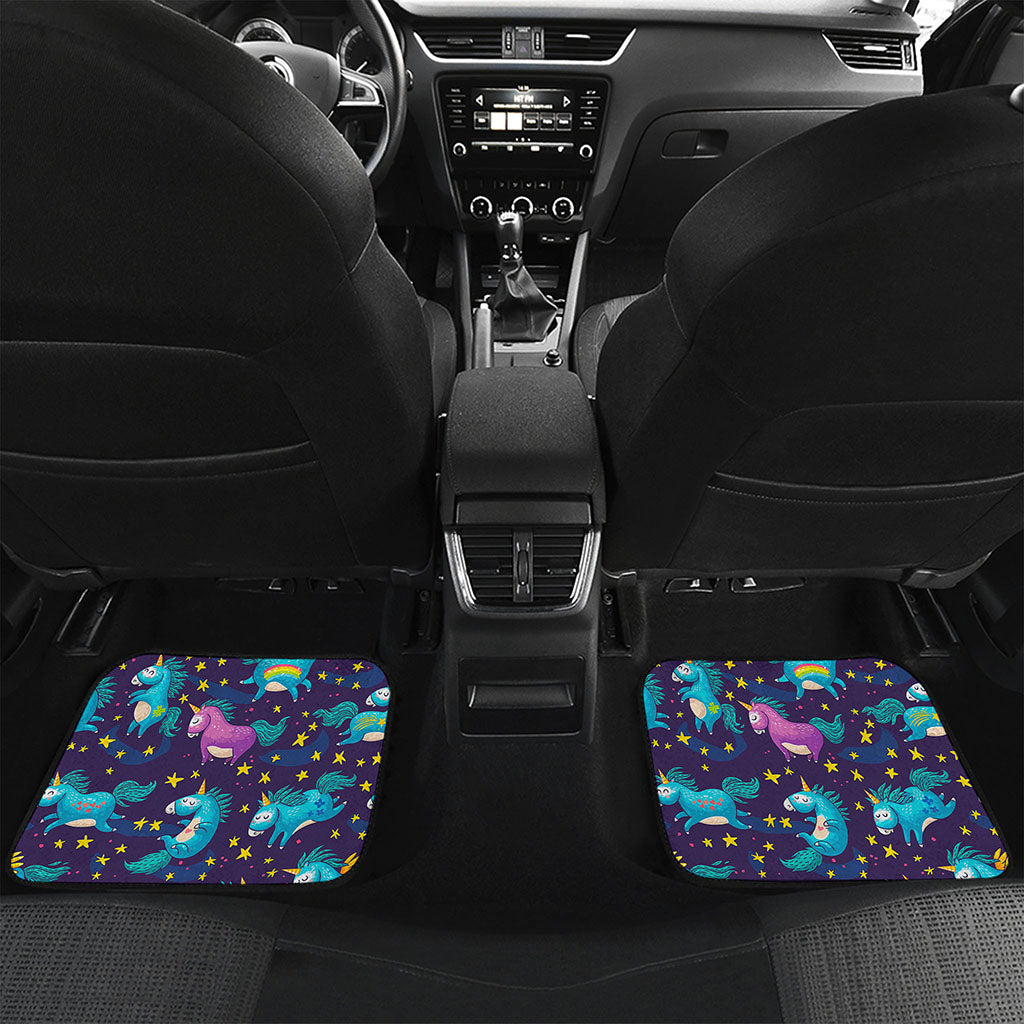 Night Star Unicorn Pattern Print Front and Back Car Floor Mats