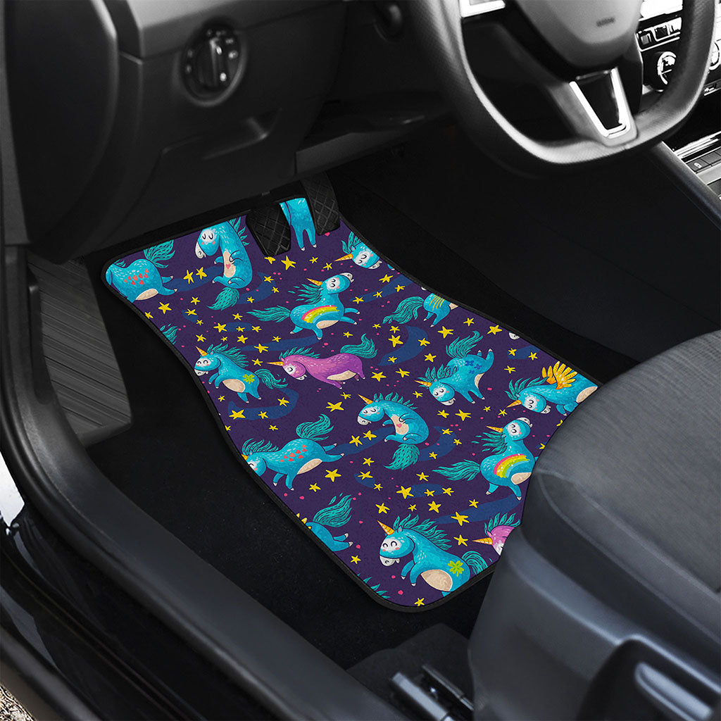 Night Star Unicorn Pattern Print Front and Back Car Floor Mats