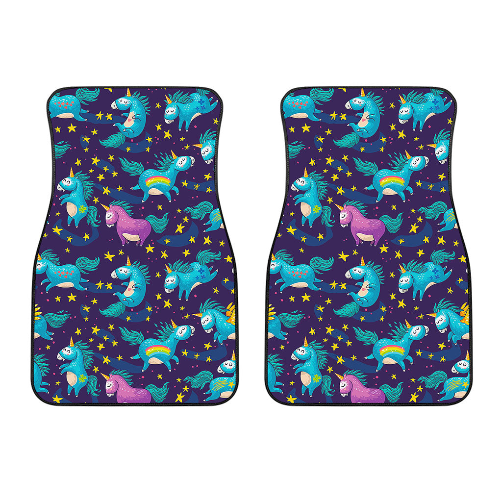 Night Star Unicorn Pattern Print Front Car Floor Mats