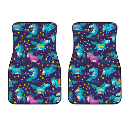 Night Star Unicorn Pattern Print Front Car Floor Mats
