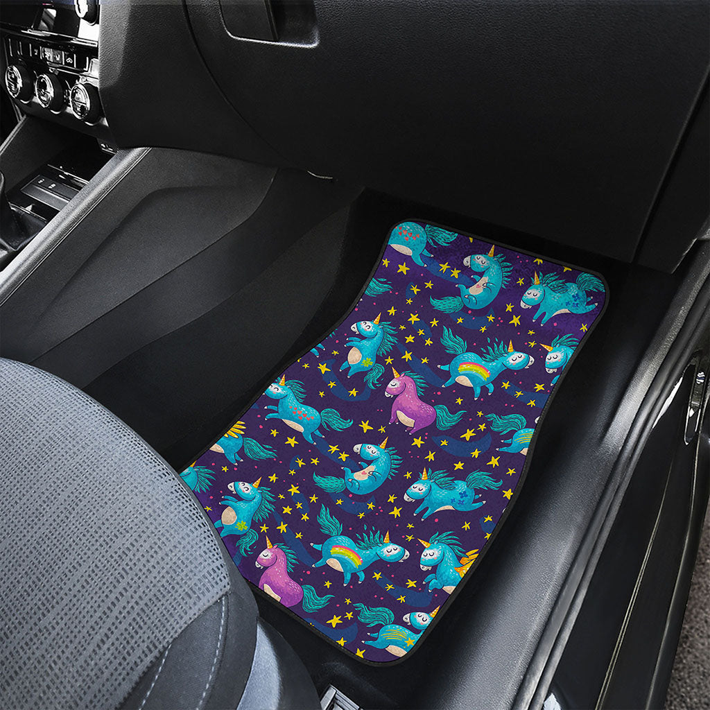 Night Star Unicorn Pattern Print Front Car Floor Mats