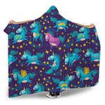 Night Star Unicorn Pattern Print Hooded Blanket