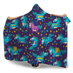 Night Star Unicorn Pattern Print Hooded Blanket