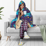 Night Star Unicorn Pattern Print Hooded Blanket