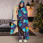 Night Star Unicorn Pattern Print Hooded Blanket