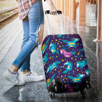 Night Star Unicorn Pattern Print Luggage Cover GearFrost