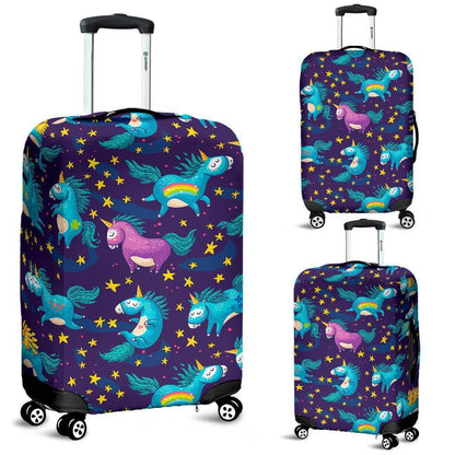 Night Star Unicorn Pattern Print Luggage Cover GearFrost
