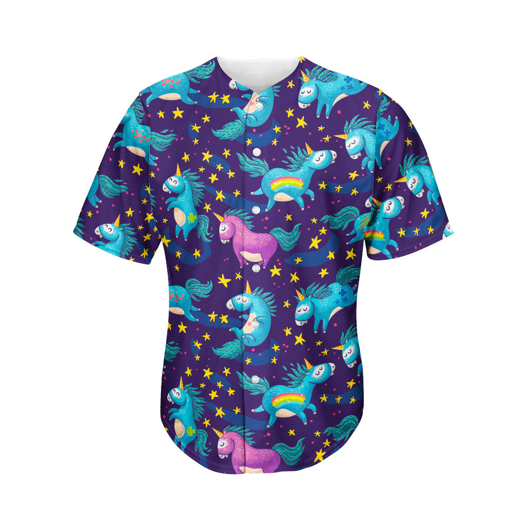 Night Star Unicorn Pattern Print Men's Baseball Jersey