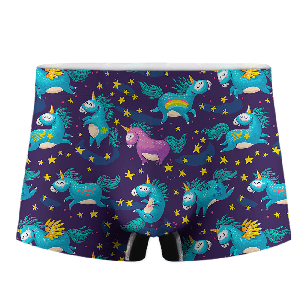 Night Star Unicorn Pattern Print Men's Boxer Briefs