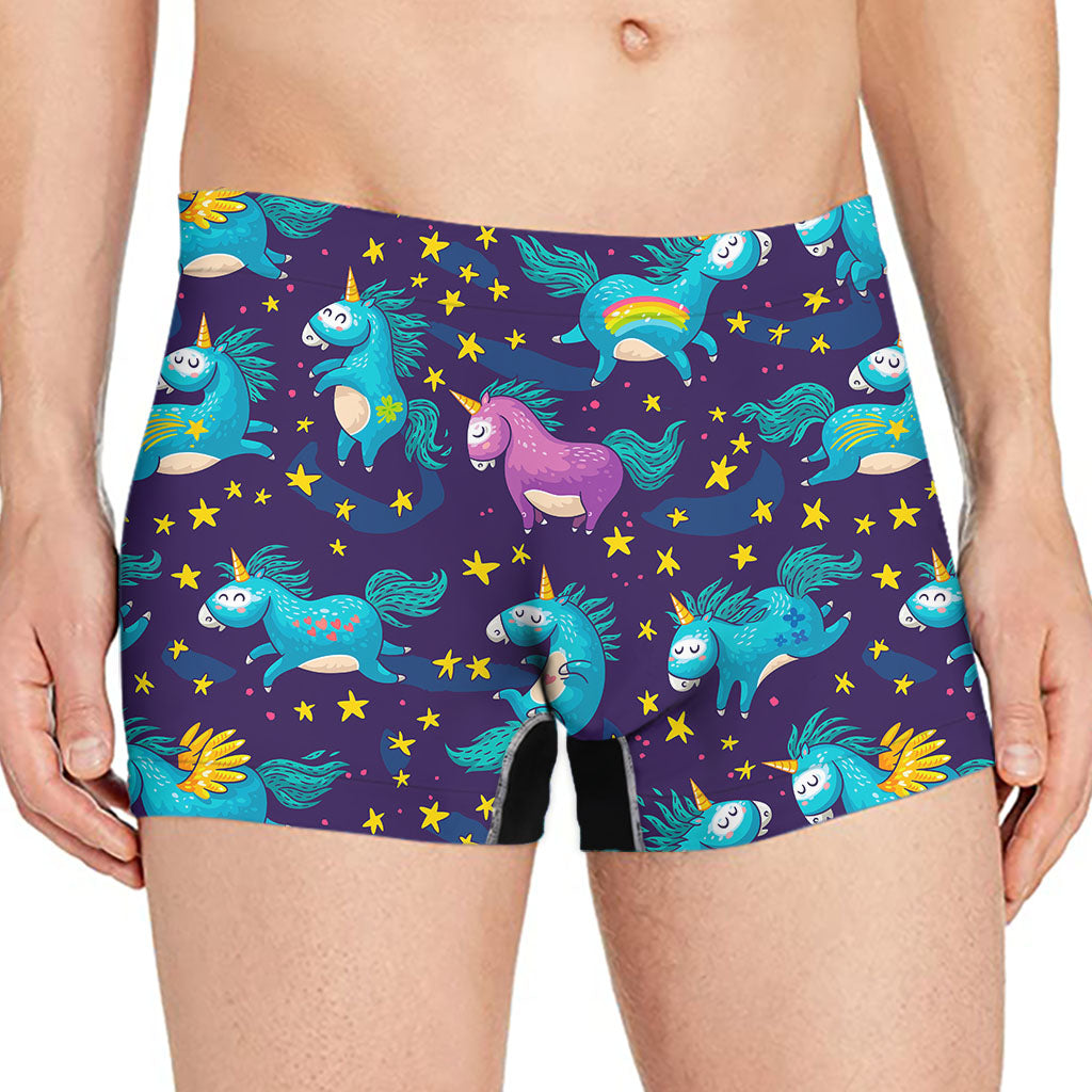 Night Star Unicorn Pattern Print Men's Boxer Briefs