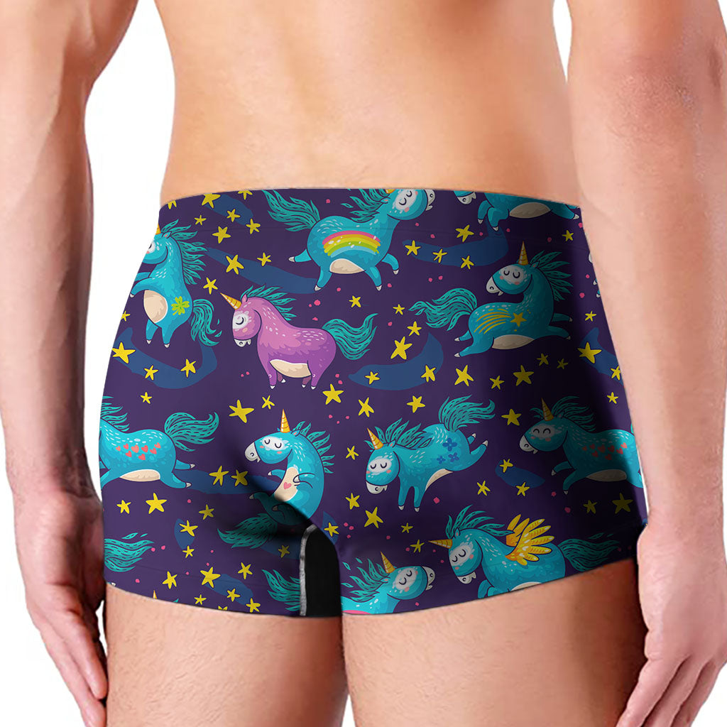 Night Star Unicorn Pattern Print Men's Boxer Briefs