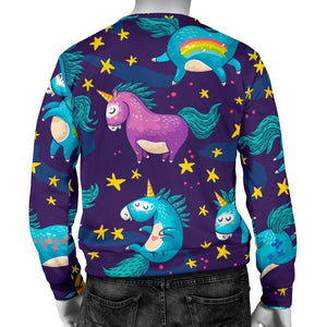 Night Star Unicorn Pattern Print Men's Crewneck Sweatshirt GearFrost