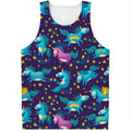 Night Star Unicorn Pattern Print Men's Tank Top