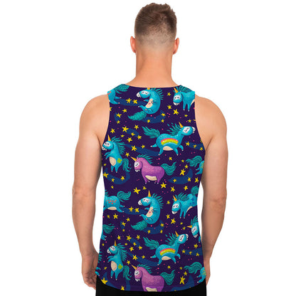 Night Star Unicorn Pattern Print Men's Tank Top