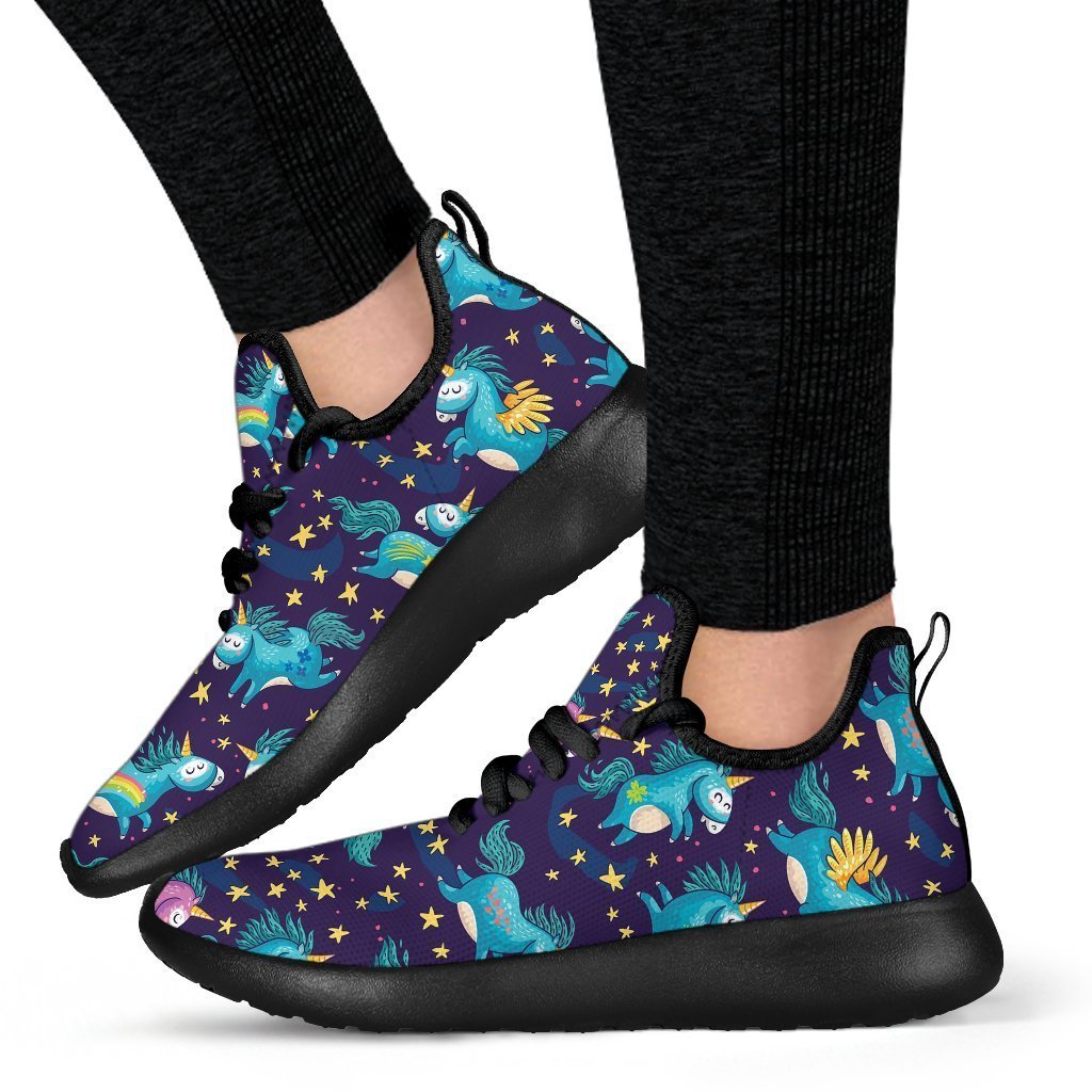 Night Star Unicorn Pattern Print Mesh Knit Shoes GearFrost