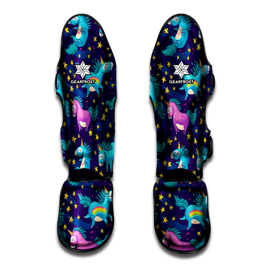 Night Star Unicorn Pattern Print Muay Thai Shin Guard