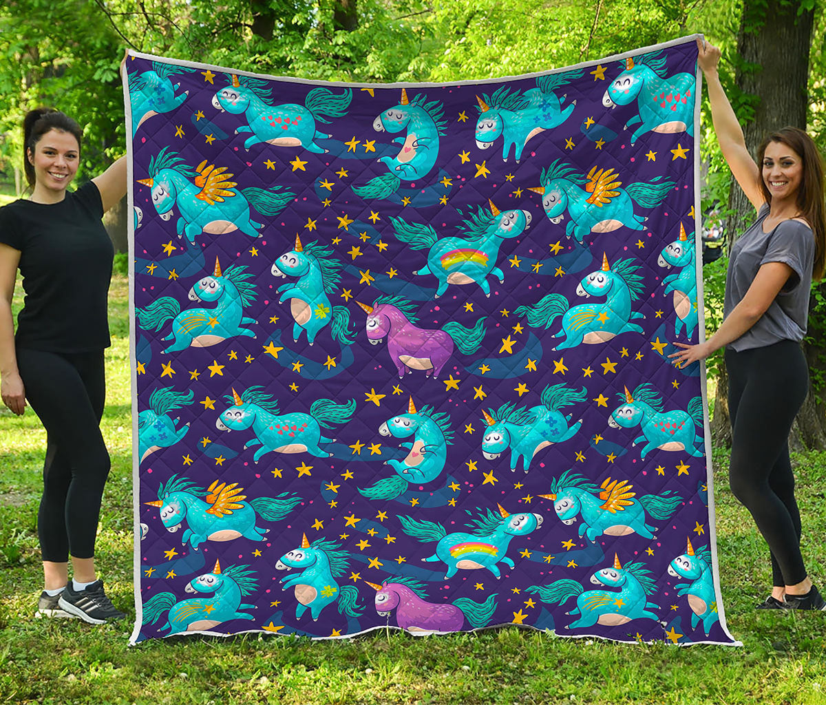 Night Star Unicorn Pattern Print Quilt