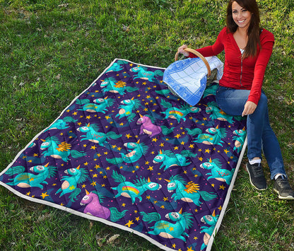 Night Star Unicorn Pattern Print Quilt