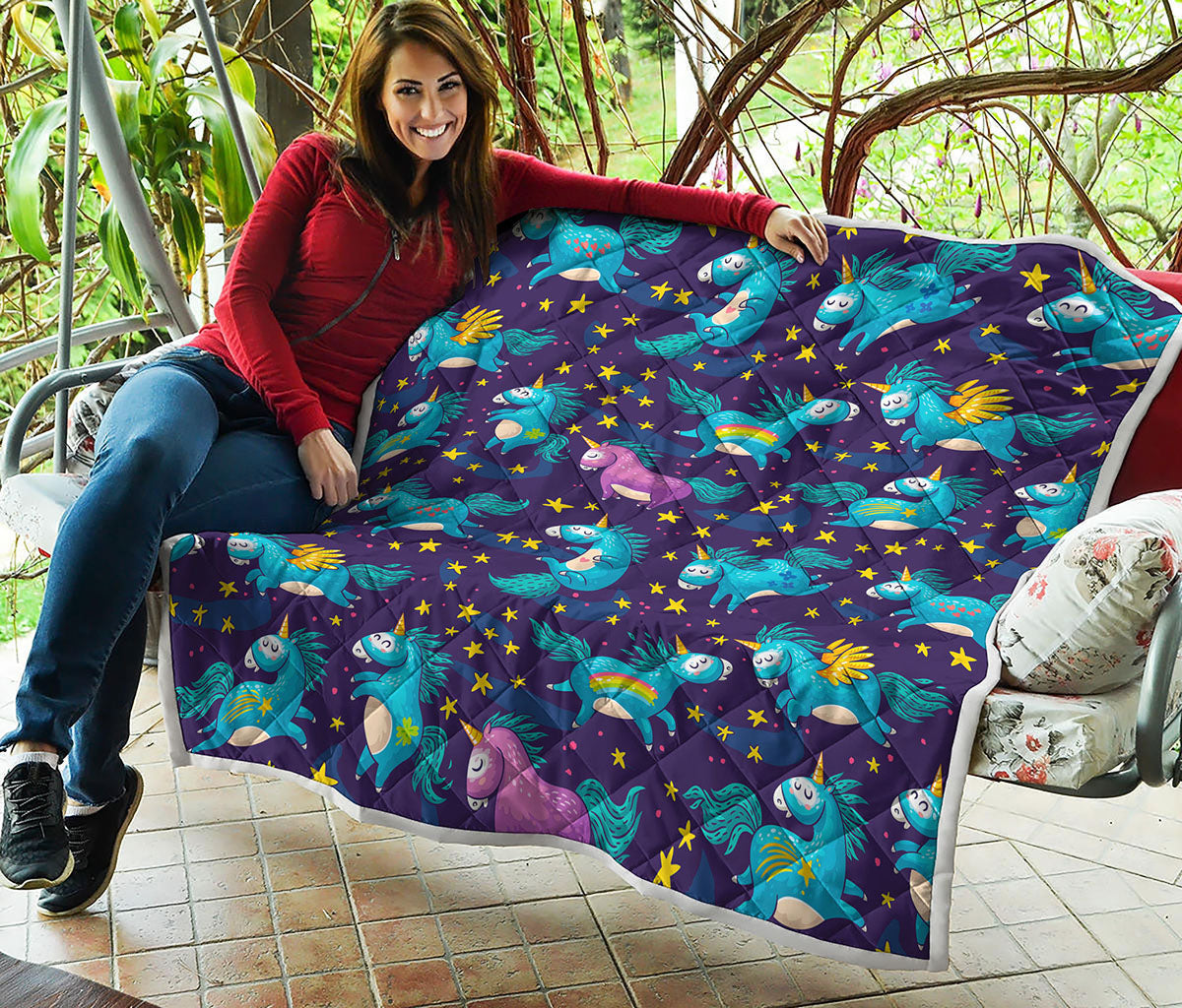 Night Star Unicorn Pattern Print Quilt