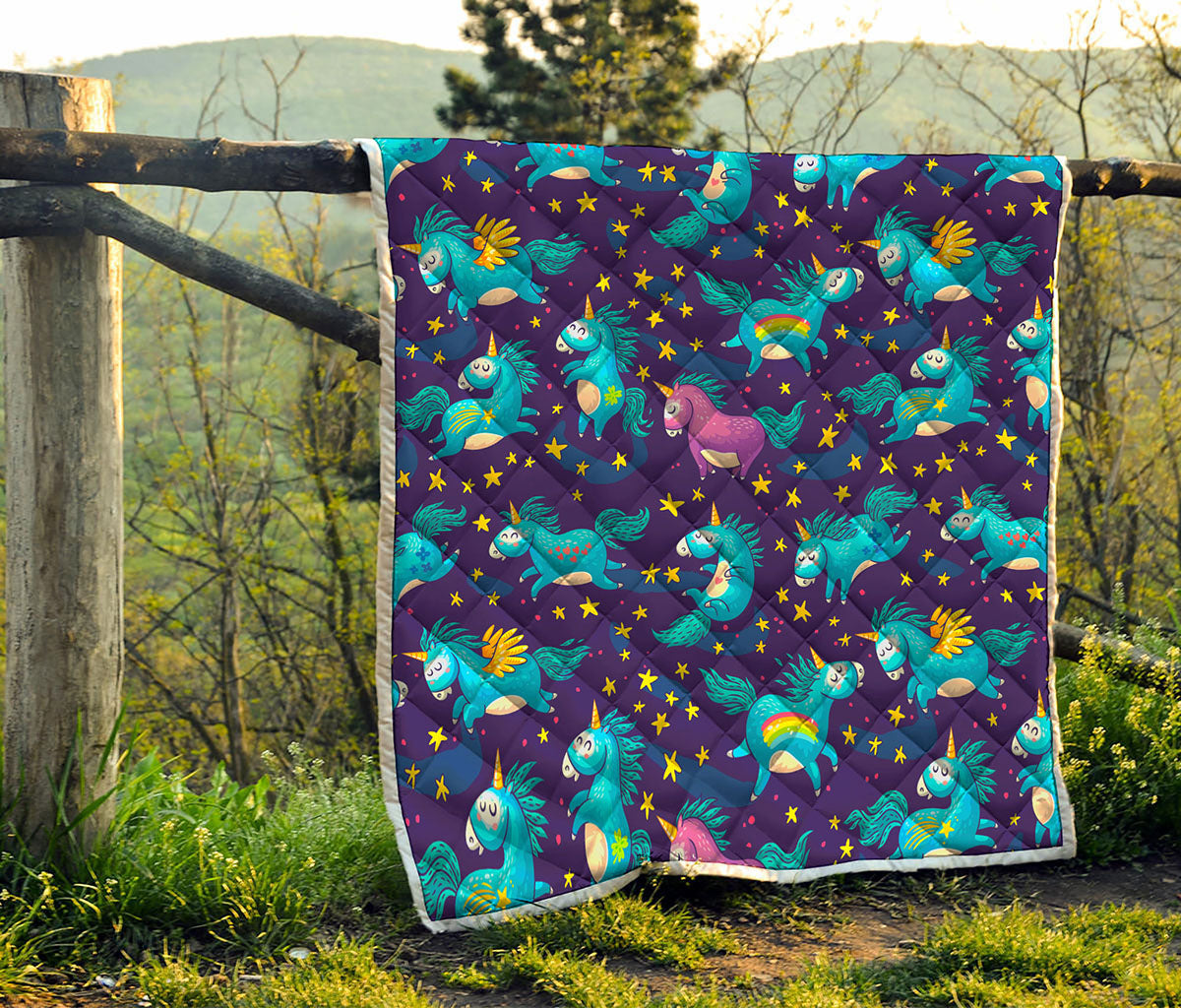 Night Star Unicorn Pattern Print Quilt