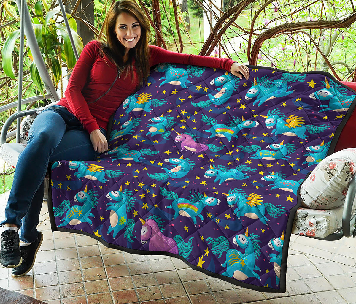 Night Star Unicorn Pattern Print Quilt