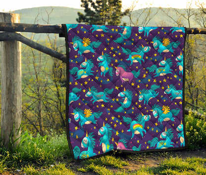 Night Star Unicorn Pattern Print Quilt