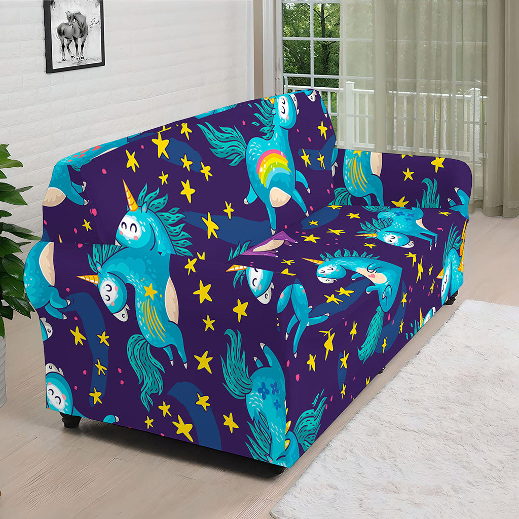 Night Star Unicorn Pattern Print Sofa Cover
