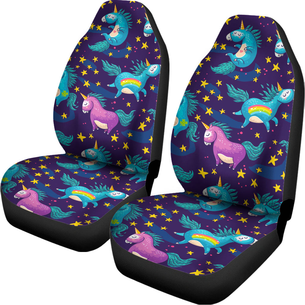 Night Star Unicorn Pattern Print Universal Fit Car Seat Covers