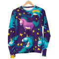 Night Star Unicorn Pattern Print Women's Crewneck Sweatshirt