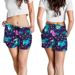Night Star Unicorn Pattern Print Women's Shorts