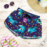Night Star Unicorn Pattern Print Women's Shorts