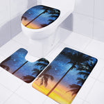 Night Sunset Sky And Palm Trees Print 3 Piece Bath Mat Set