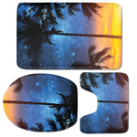 Night Sunset Sky And Palm Trees Print 3 Piece Bath Mat Set