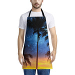 Night Sunset Sky And Palm Trees Print Apron