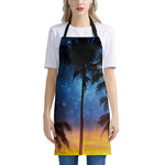 Night Sunset Sky And Palm Trees Print Apron