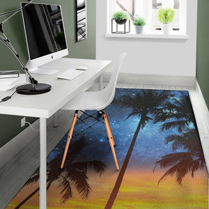 Night Sunset Sky And Palm Trees Print Area Rug