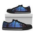 Night Sunset Sky And Palm Trees Print Black Low Top Sneakers