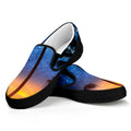 Night Sunset Sky And Palm Trees Print Black Slip On Sneakers