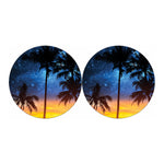 Night Sunset Sky And Palm Trees Print Car Coasters