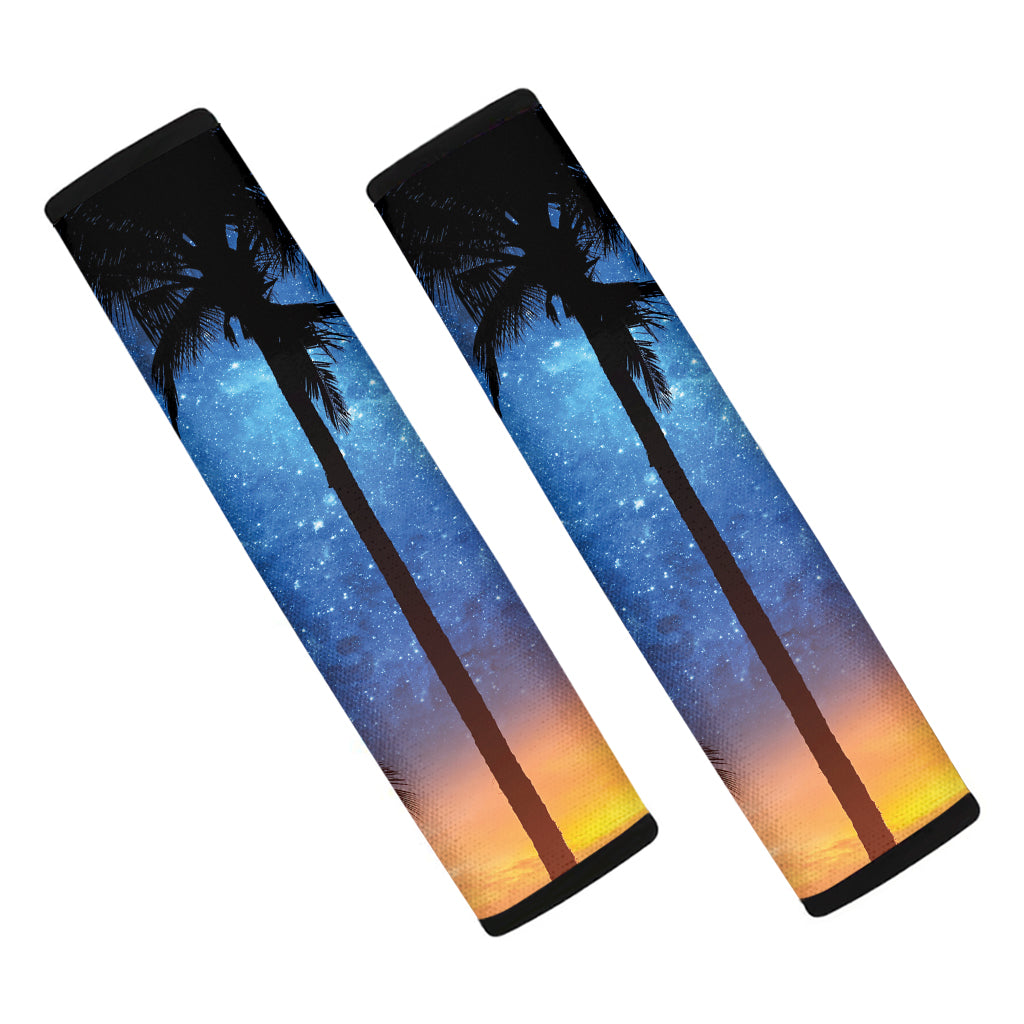 Night Sunset Sky And Palm Trees Print Car Seat Belt Covers