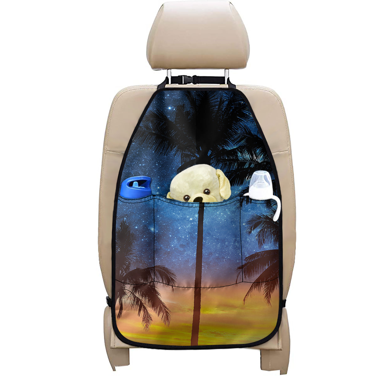 Night Sunset Sky And Palm Trees Print Car Seat Organizers