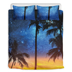 Night Sunset Sky And Palm Trees Print Duvet Cover Bedding Set